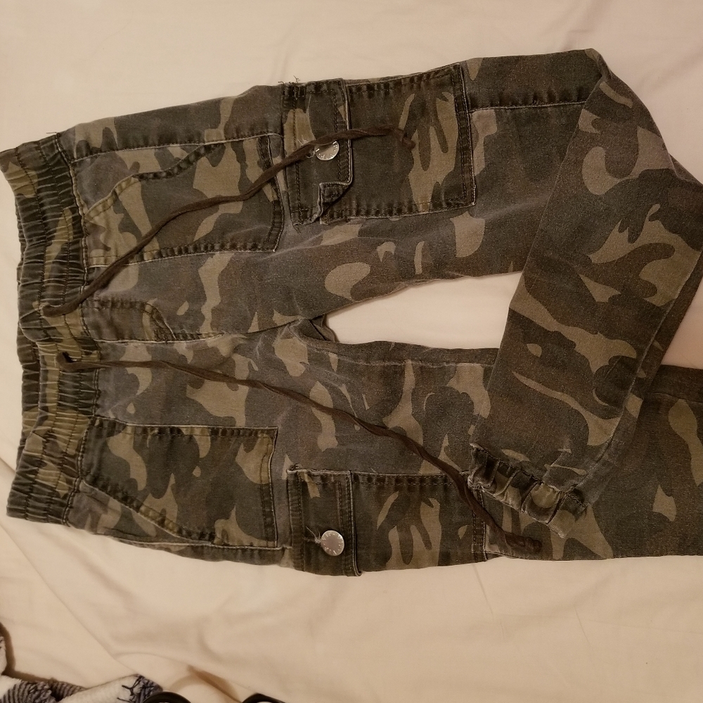 Drawstring Camo Cargo Pants